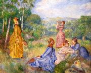 Pierre-Auguste Renoir Young Ladies Playing Badminton oil painting